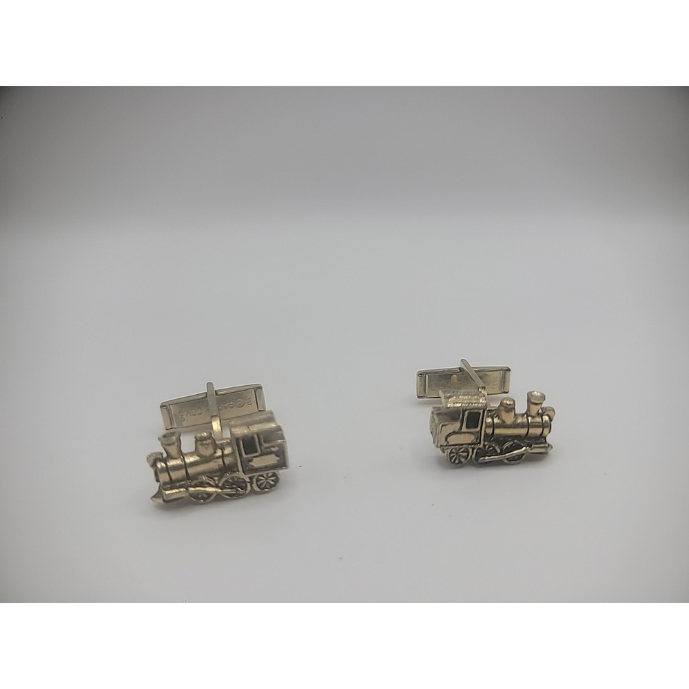 Vintage Sarah‎ Coventry Mens Train Cuff Links Gold Tone Jewelry Costume